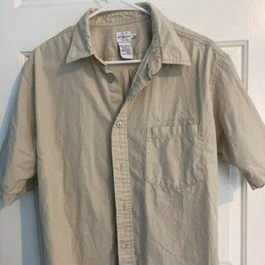 calvin klein large button up shirt short sleeves tan